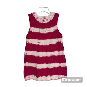 Joseph A. Size PS petite women’s hot pink and white knitted tank sweater top
